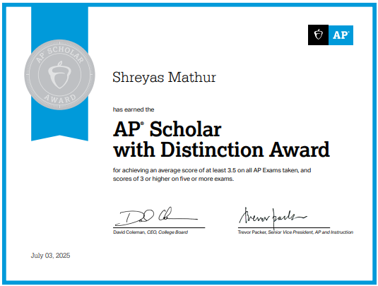AP Scholar with Distinction